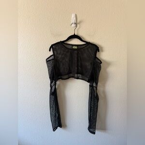 TUNNEL VISION Black Fishnet Long Sleeve Crop Size 4XL Grunge Festival Concert